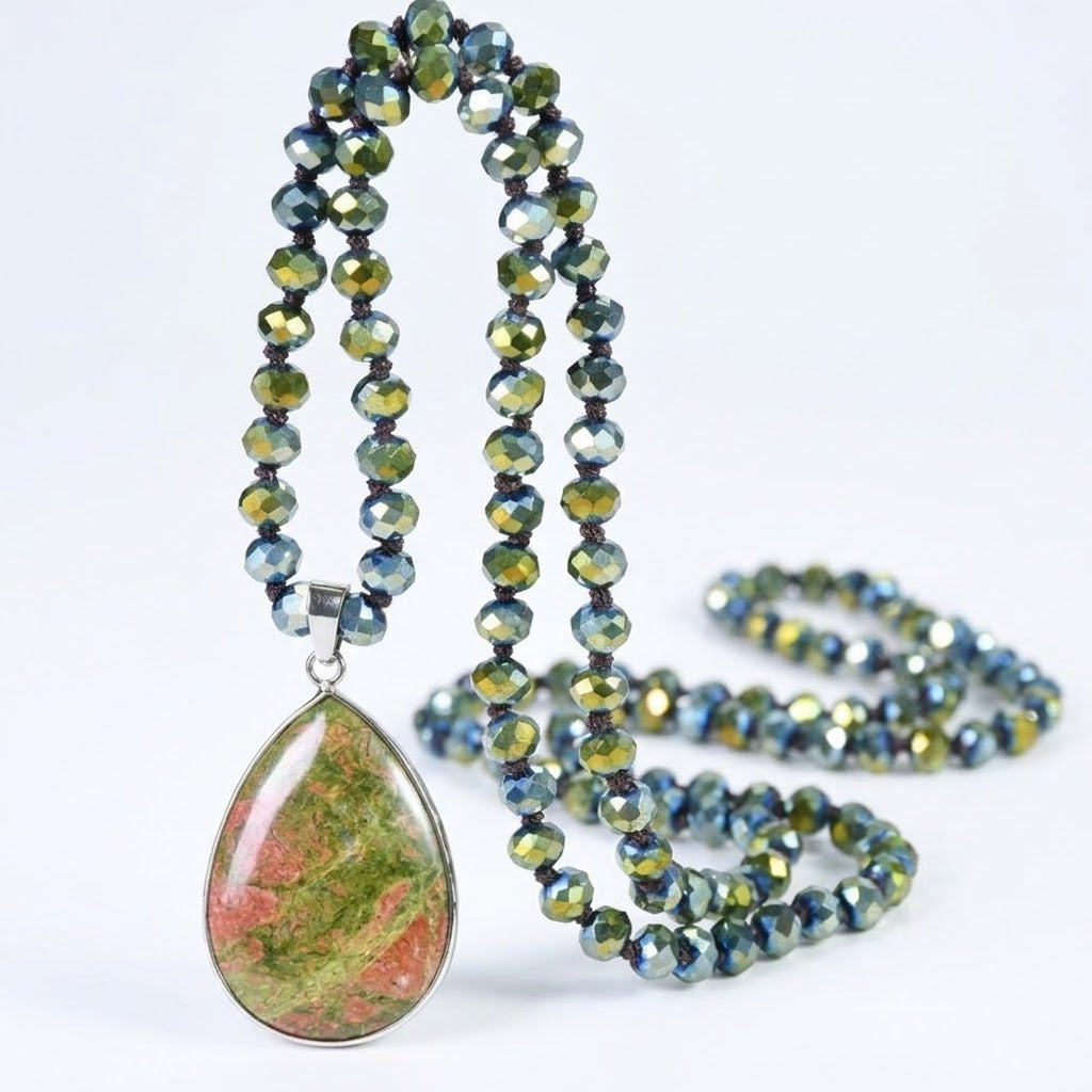 Sautoir Soft ~ Pendentif en Unakite