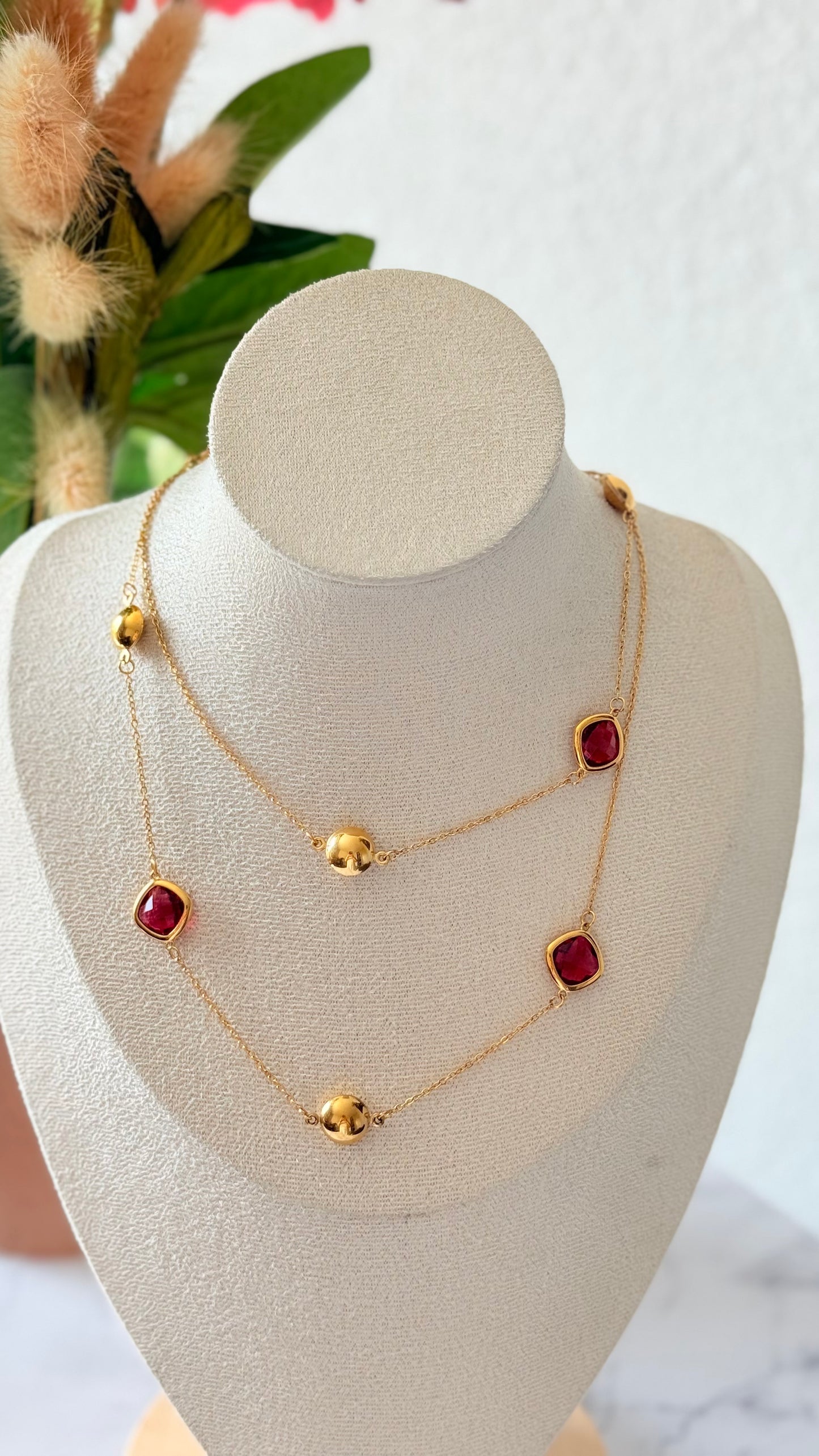 Sautoir bohemian light ROUGE