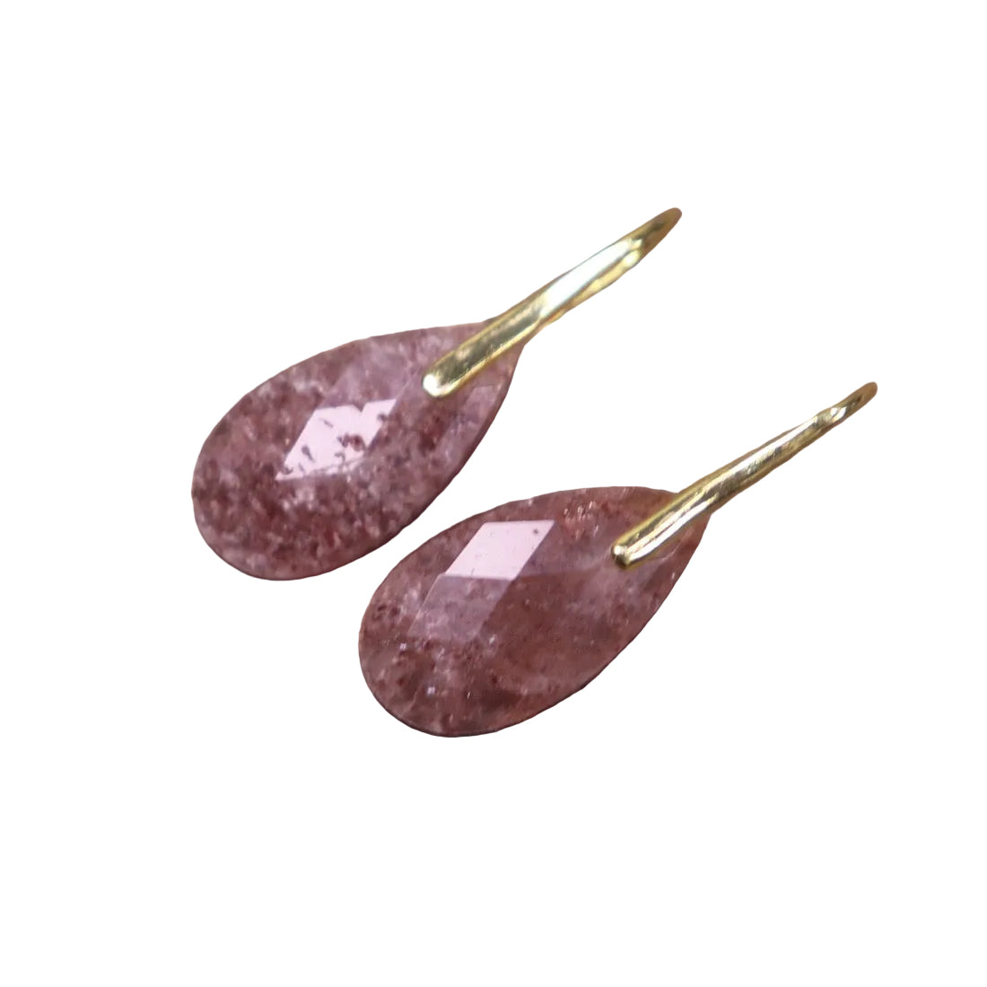 Boucles d’oreilles Gouttelettes - Quartz fraise rose