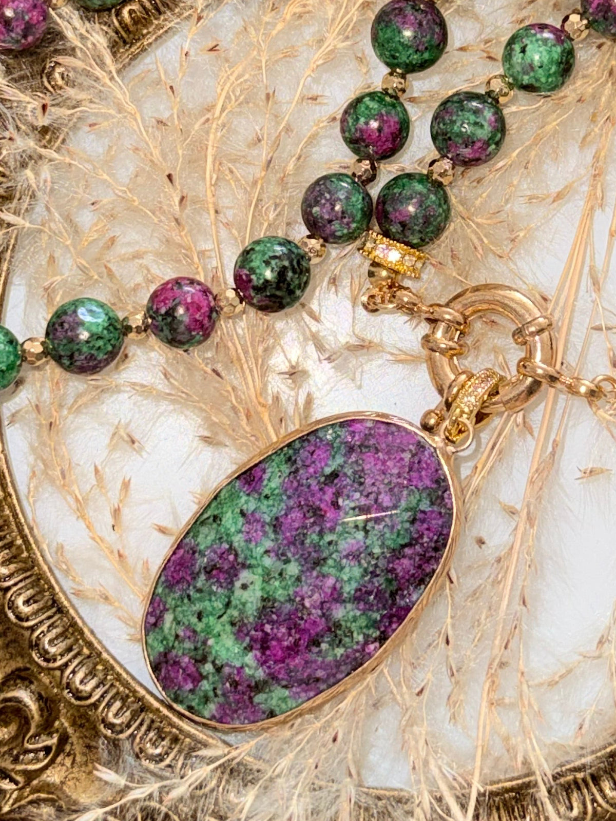Collier Orina - Véritable pierres naturelles Rubis Zoisite