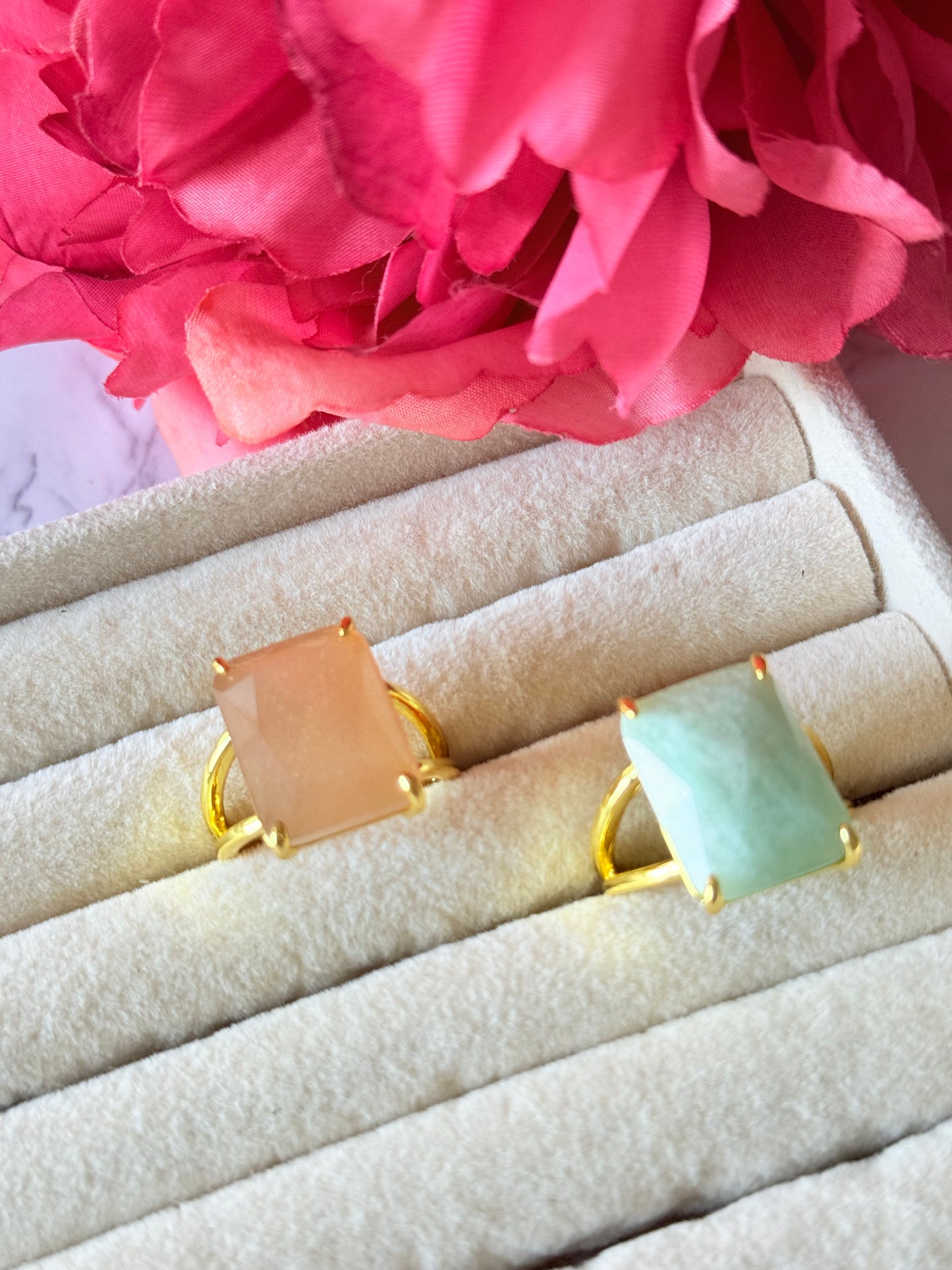 Bague Pria Amazonite & Pierre de Soleil