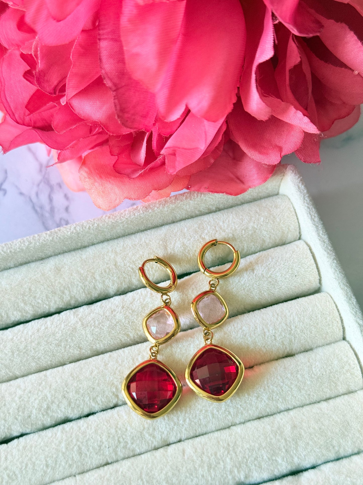 boucles d'oreilles Angelina rouge