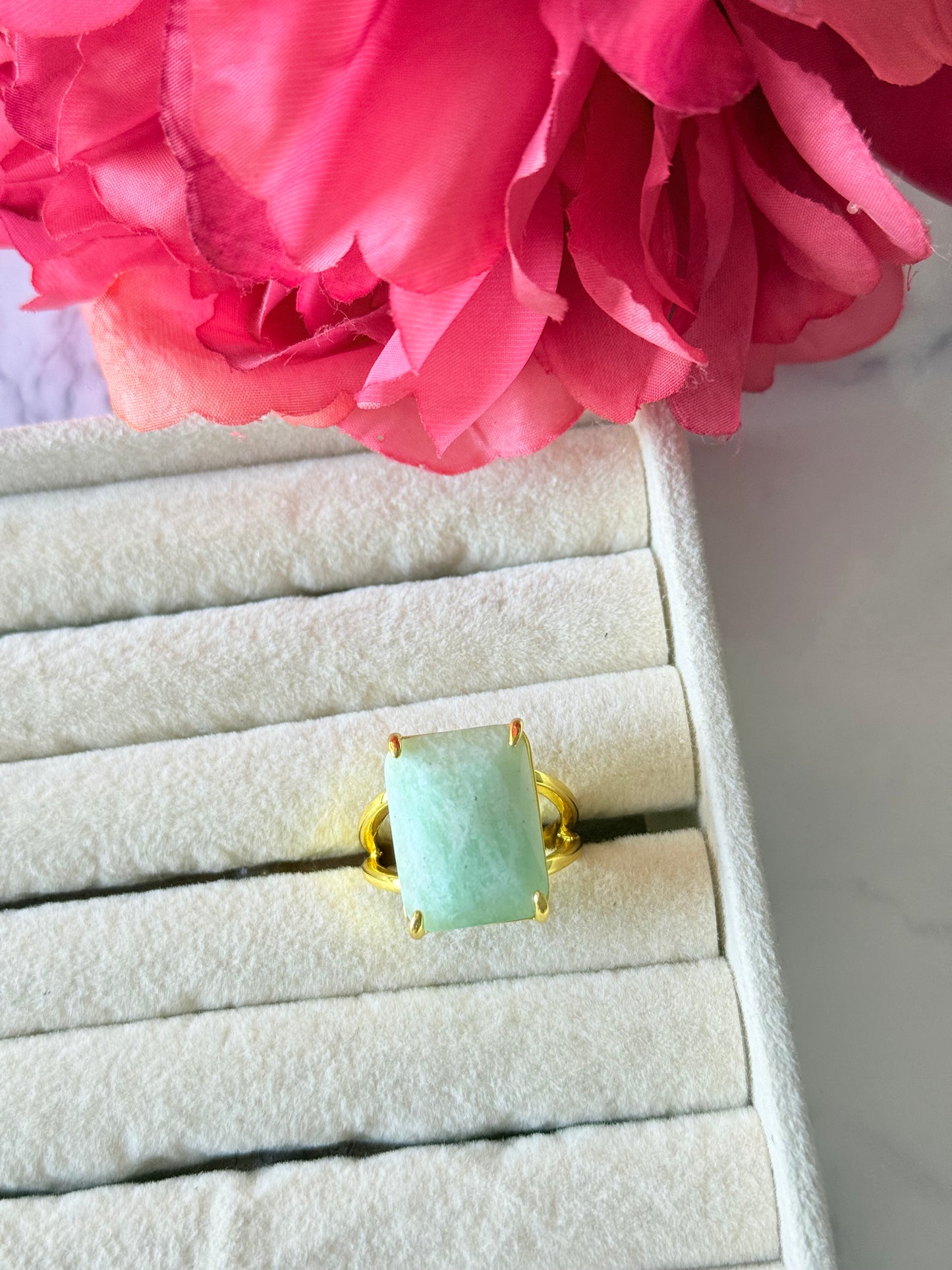 Bague Pria Amazonite & Pierre de Soleil