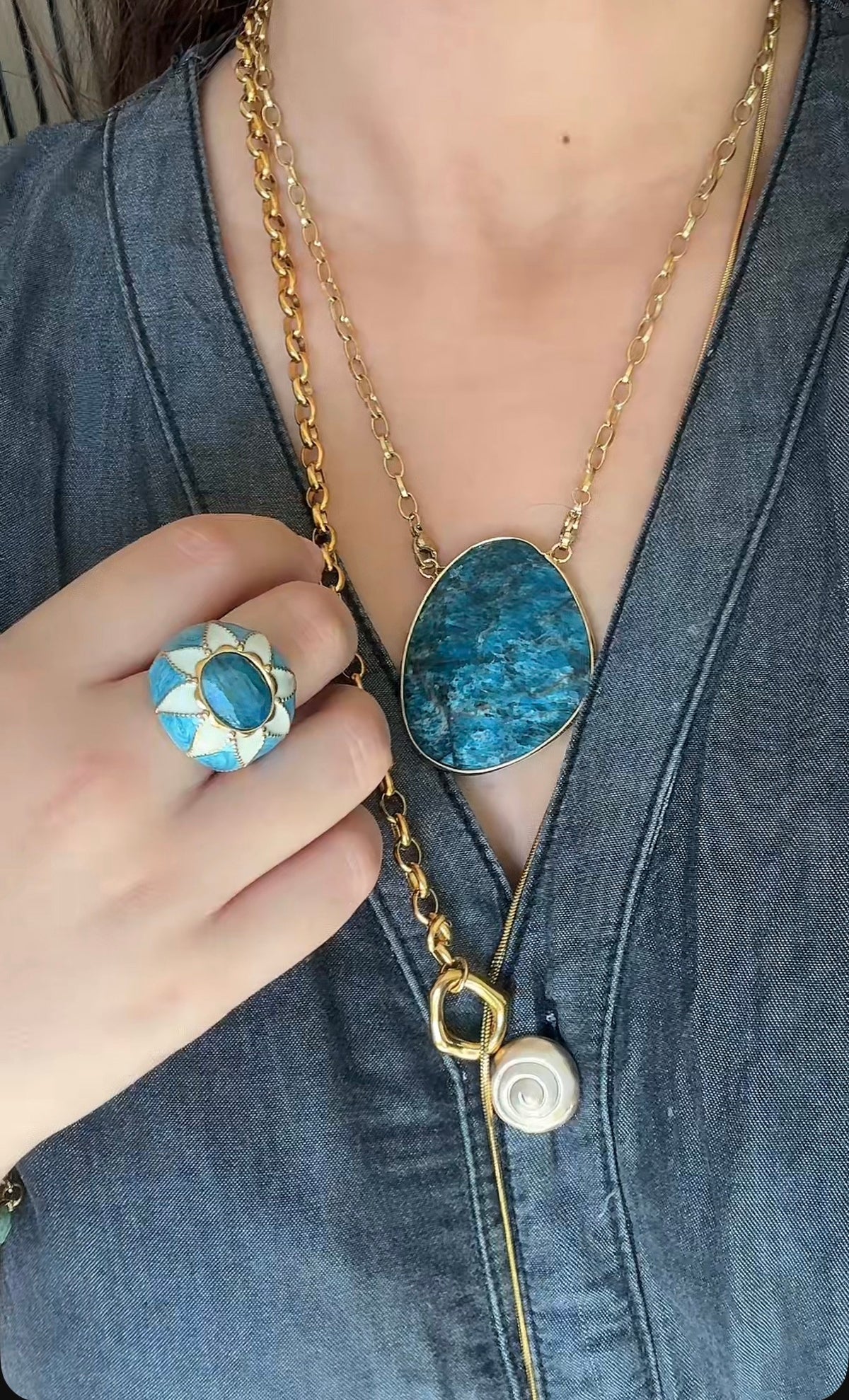 Collier Makadami - Apatite bleu