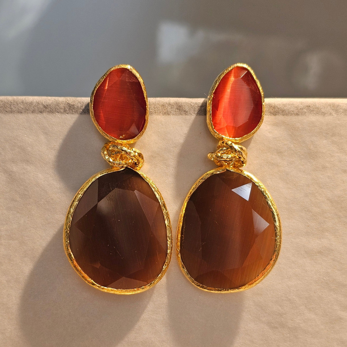 Boucles d’oreilles Twin Glow - brun-rouge
