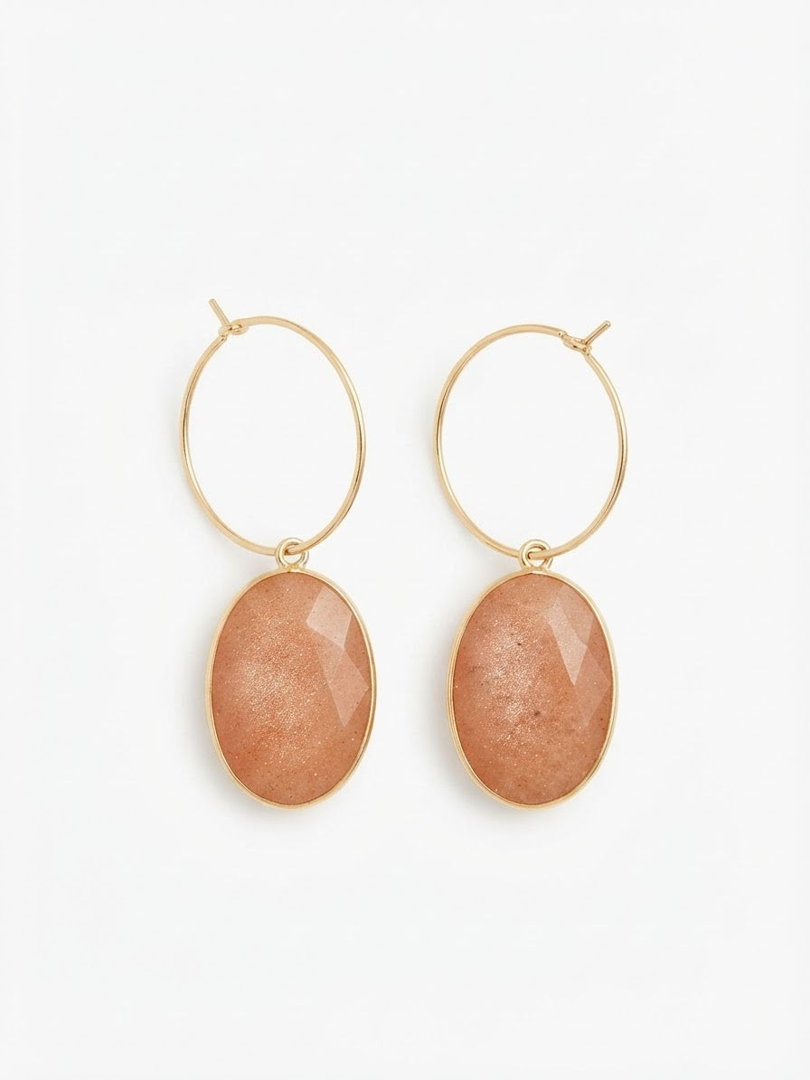 Boucles d’oreilles Alkéo- Véritable pierre de soleil