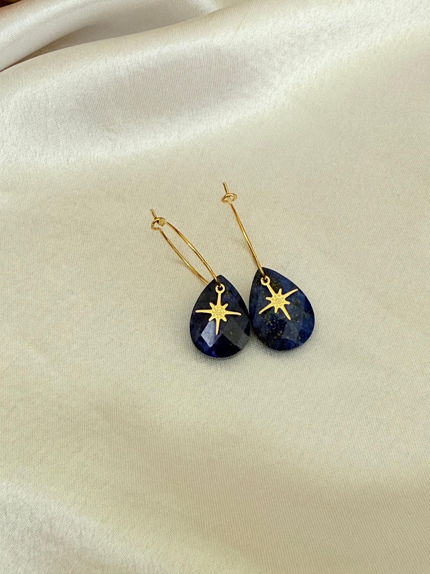 Boucles d'oreilles Creoles Lapis Lazulli