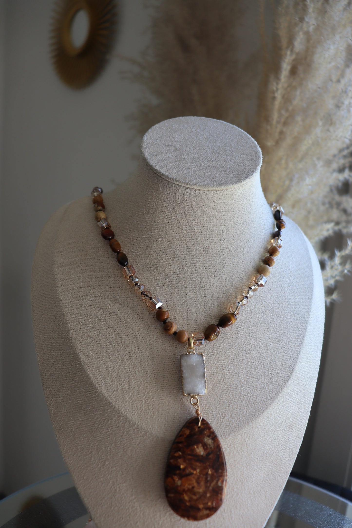 Sautoir Éclat Naturel Jaspe & Quartz