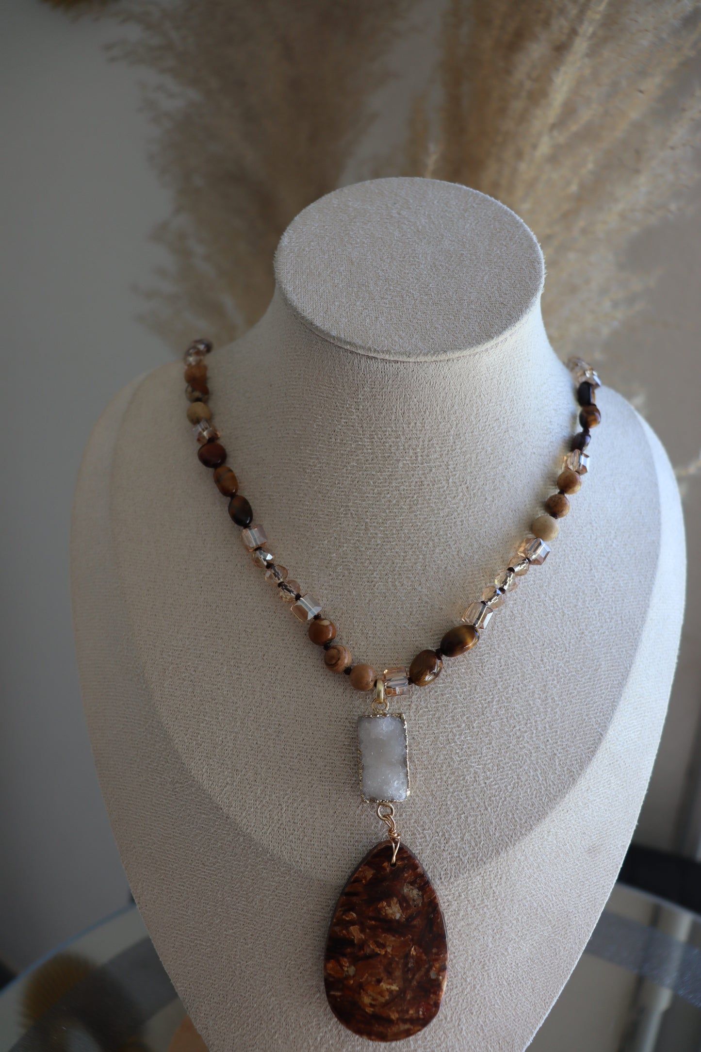 Sautoir Éclat Naturel Jaspe & Quartz