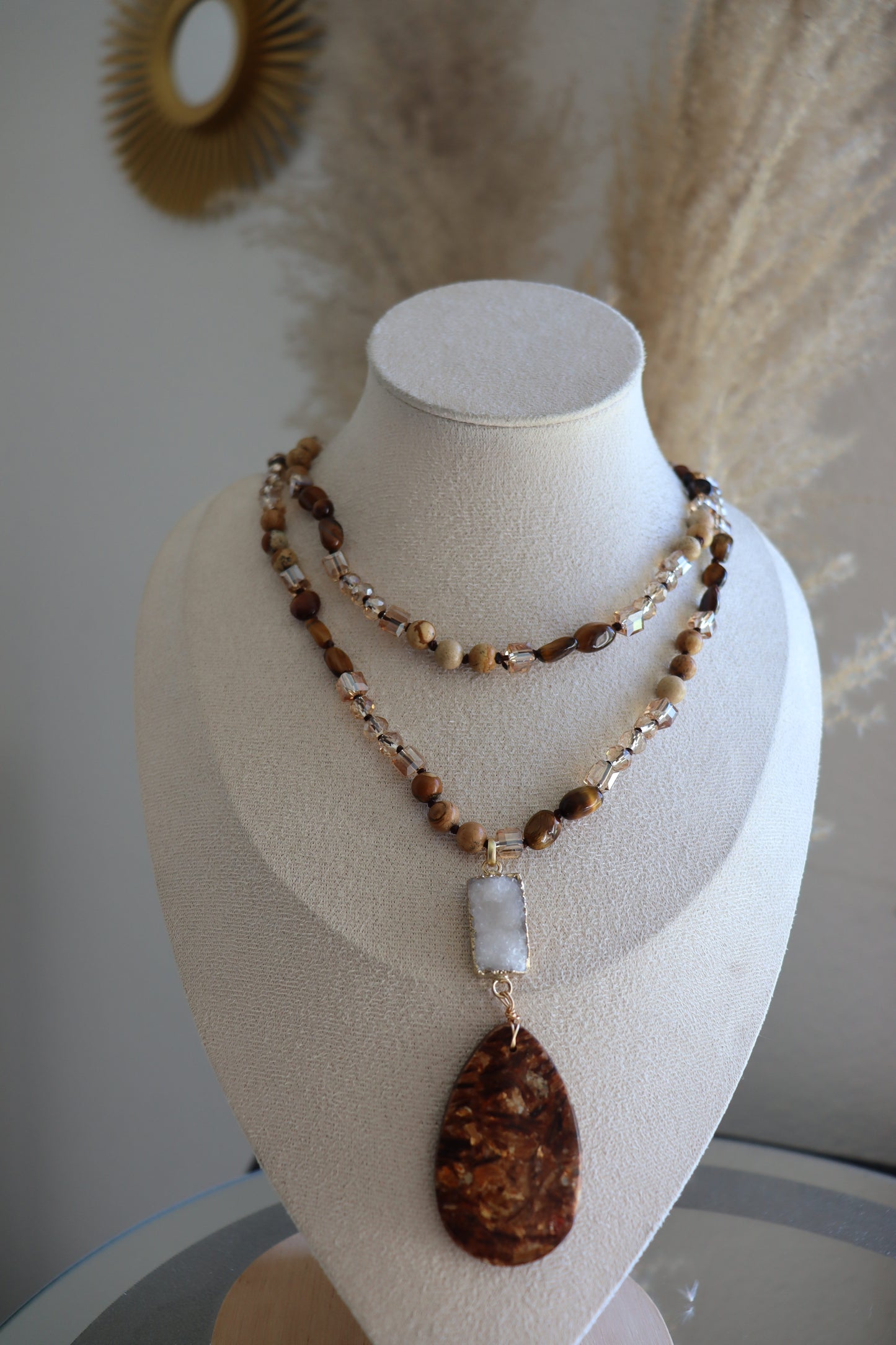 Sautoir Éclat Naturel Jaspe & Quartz