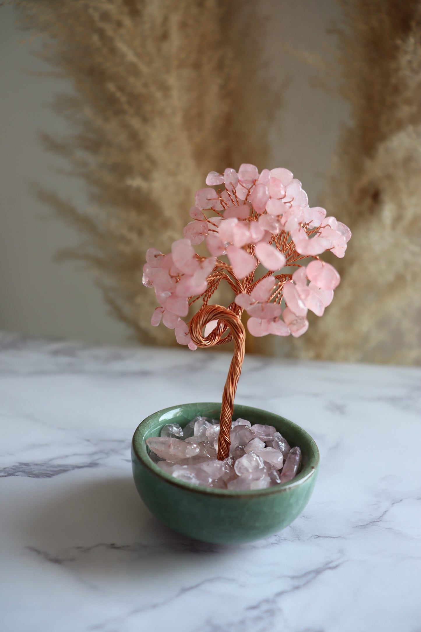Arbre de Vie en Quartz Rose – Harmonie & Douceur