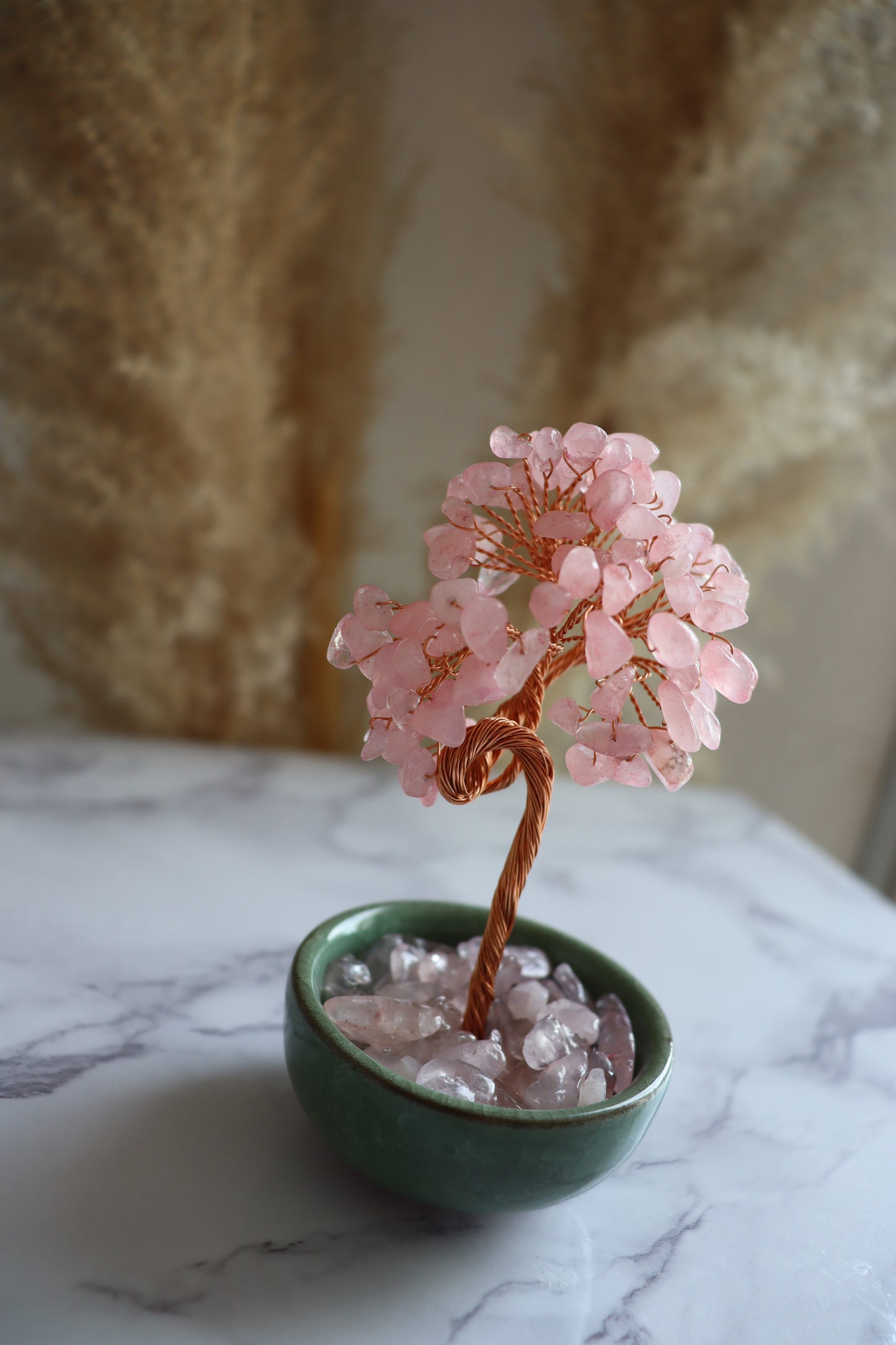 Arbre de Vie en Quartz Rose – Harmonie & Douceur
