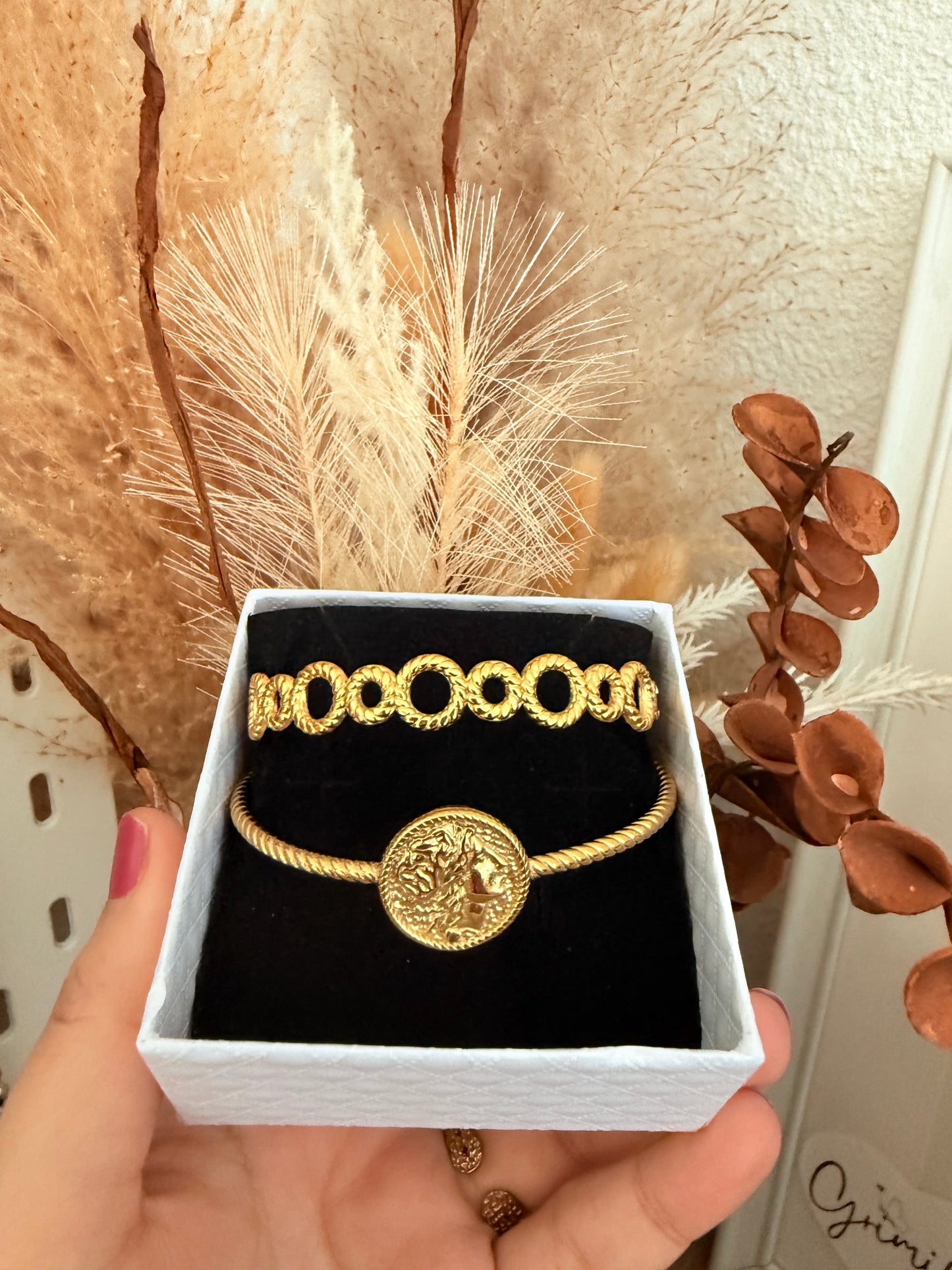 Coffret Bijoux : 2bracelet Jonc doré