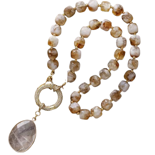 Collier Amaya - Citrine et pendentif en Quartz