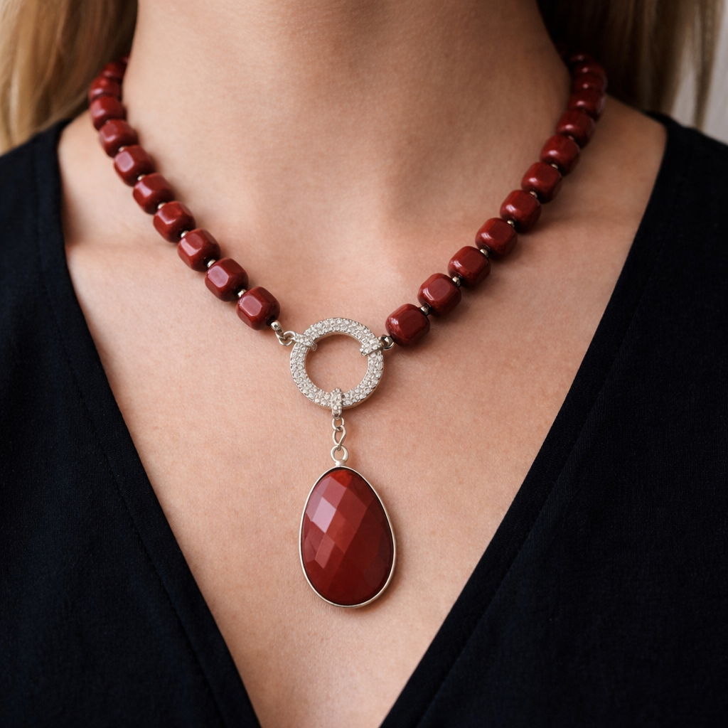 Collier Amaya - Jaspe Rouge