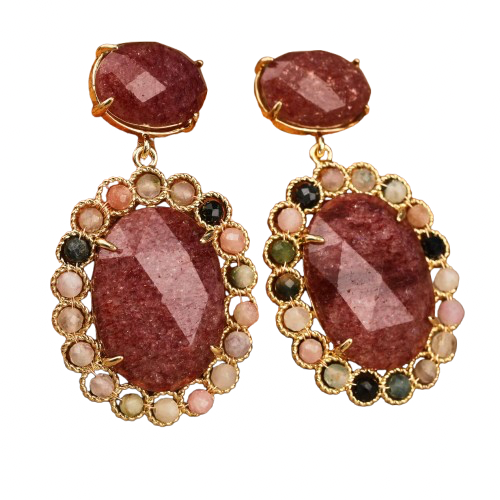 Boucles d’oreilles Veyra - Quartz fraise