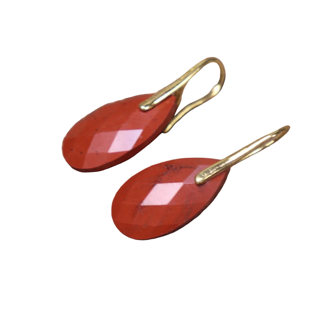 Boucles d’oreilles Gouttelettes jaspe rouge
