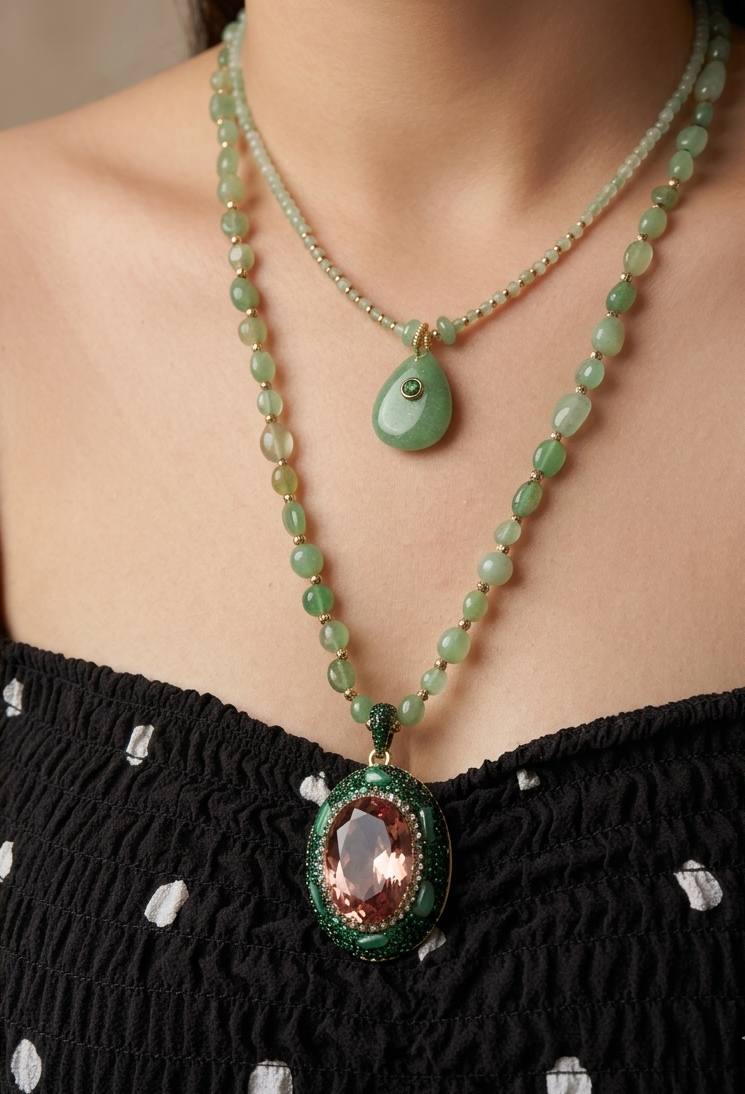 Collier Olivia - Aventurine Verte