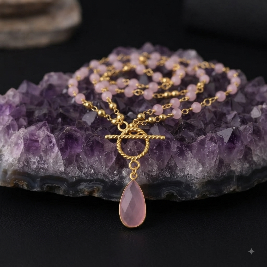 Collier Calcédoine rose