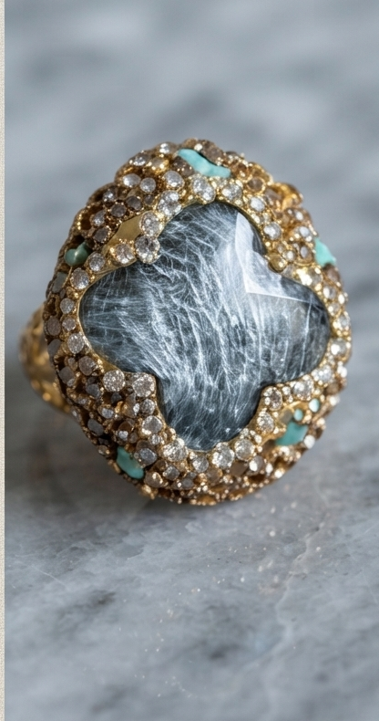 Bague Matilda - Verre de tchèque Bleu et turquoise