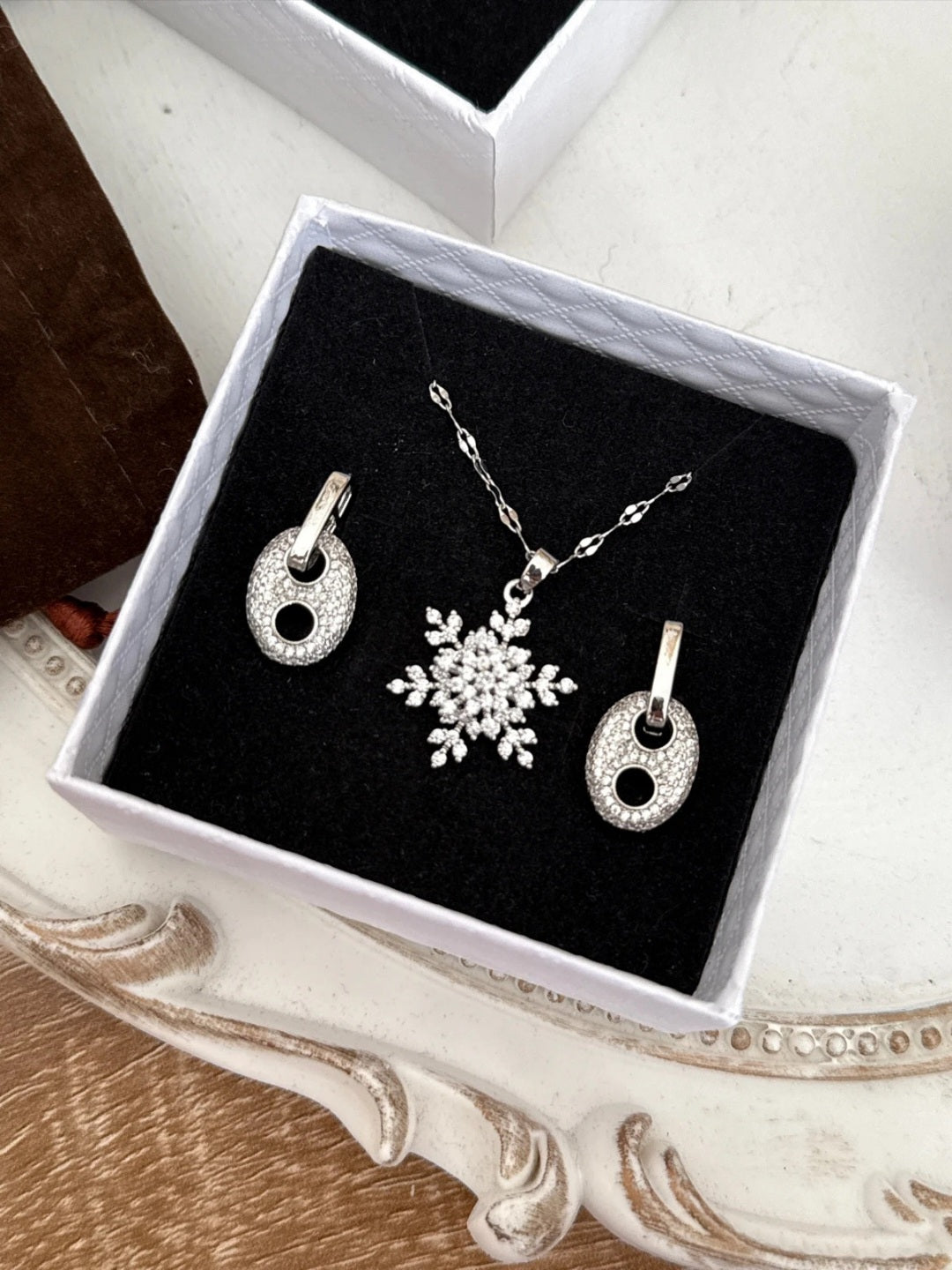 Coffret bijoux : Collier & BO Argenté