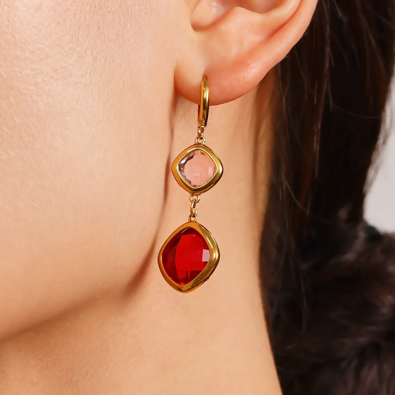 boucles d'oreilles Angelina rouge