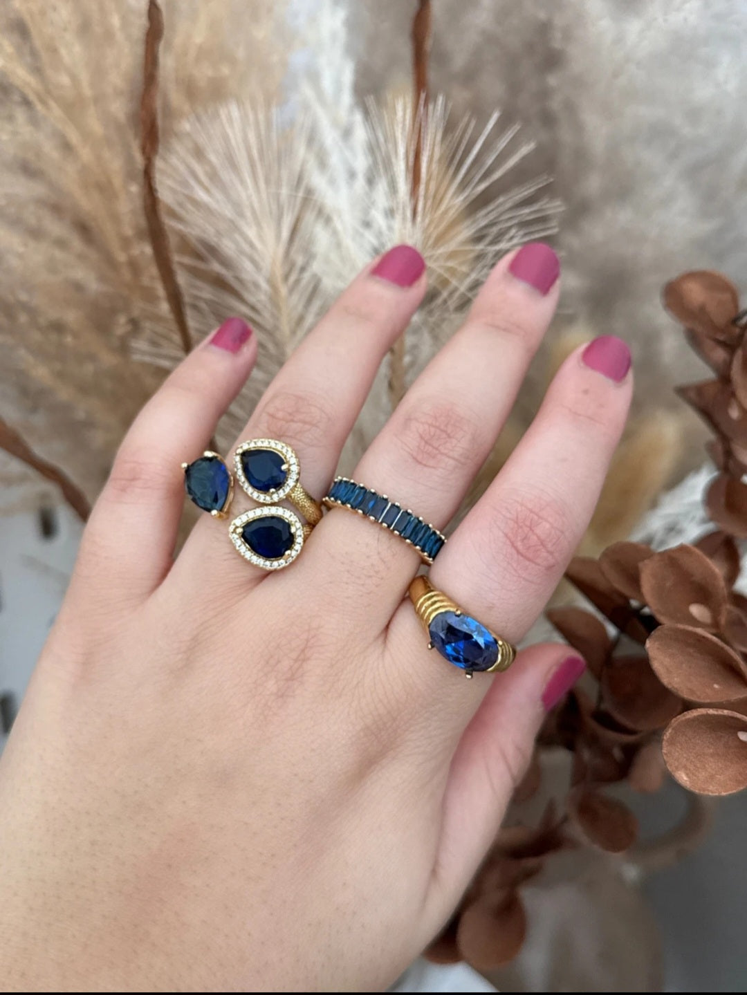 Lot de 3 bagues aux Zircon Bleu scintillant