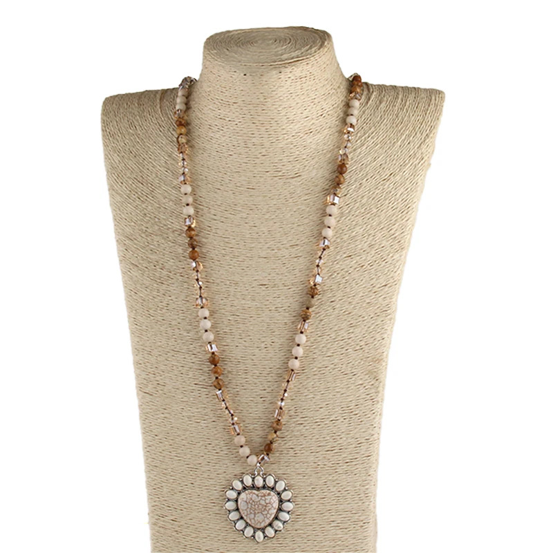 Sautoir cœur en pierres naturelles et – Esprit bohème