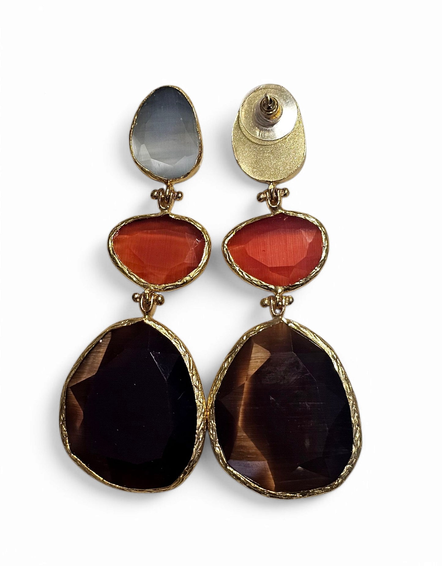 Boucle d'oreille Glow Line Marron • Rouge • Gris