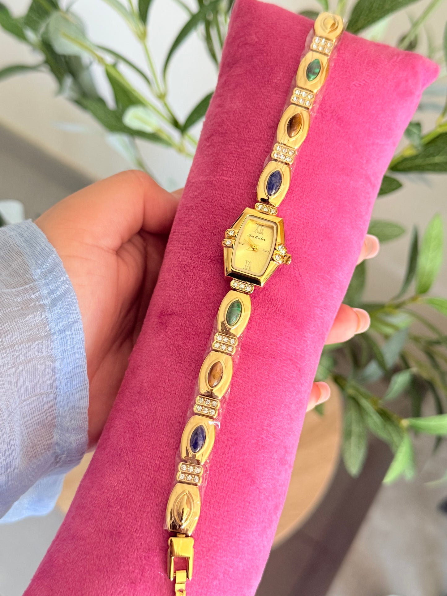 Montre Vintage "Héritage" – Dorée, Pierres Fines & Diamants