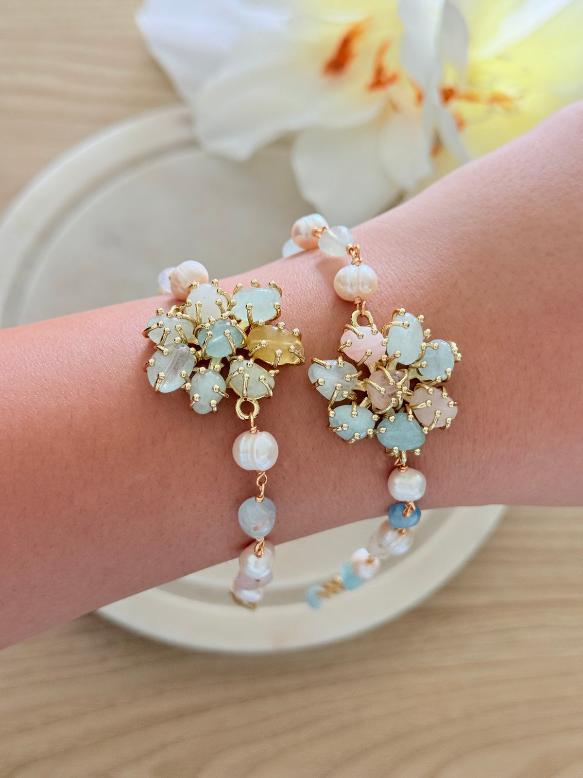 Bracelet Création Astrée - Perles d’eau douce et Agathe