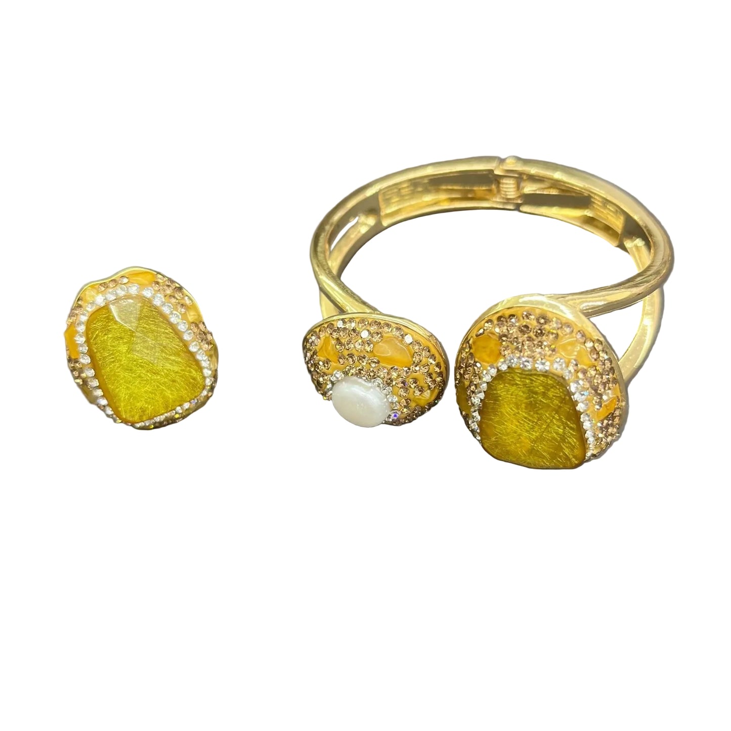 Ensemble bague et bracelet jonc Richard - Jaune