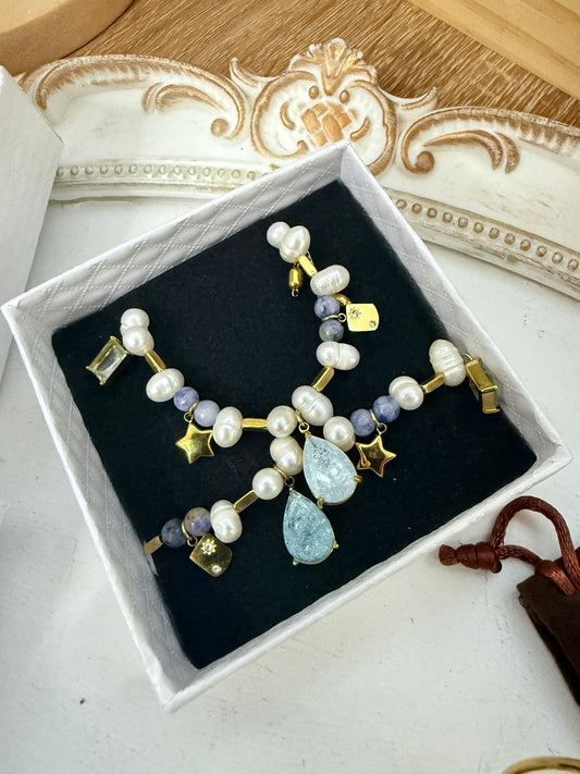Coffre bijoux : Parure  Positano Collier & Bracelet multi charms