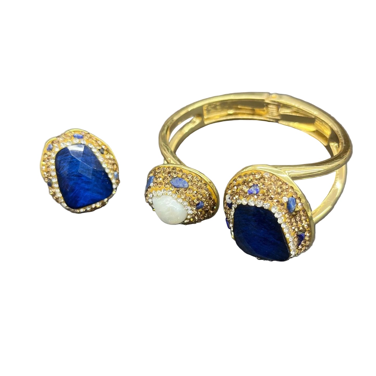 Ensemble bague et bracelet jonc Richard - Bleu Roi