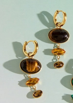 Boucles d’oreilles Luna - Oeil de tigre ou Malachite