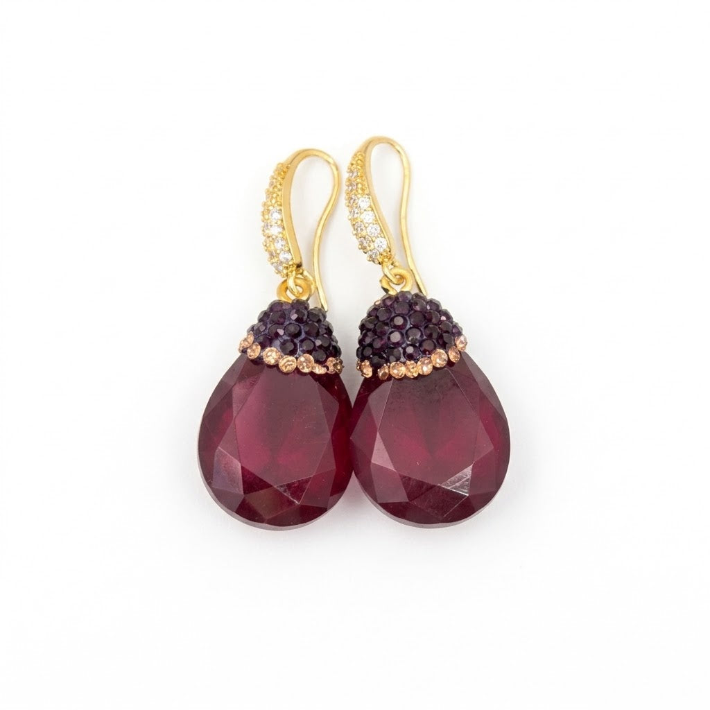 Boucles d’oreilles en verre Bordeaux