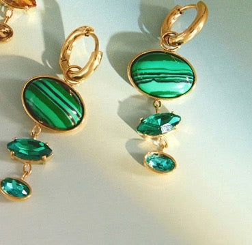 Boucles d’oreilles Luna - Oeil de tigre ou Malachite