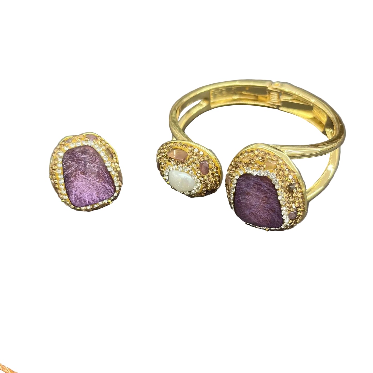 Ensemble bague et bracelet jonc Richard - Mauve