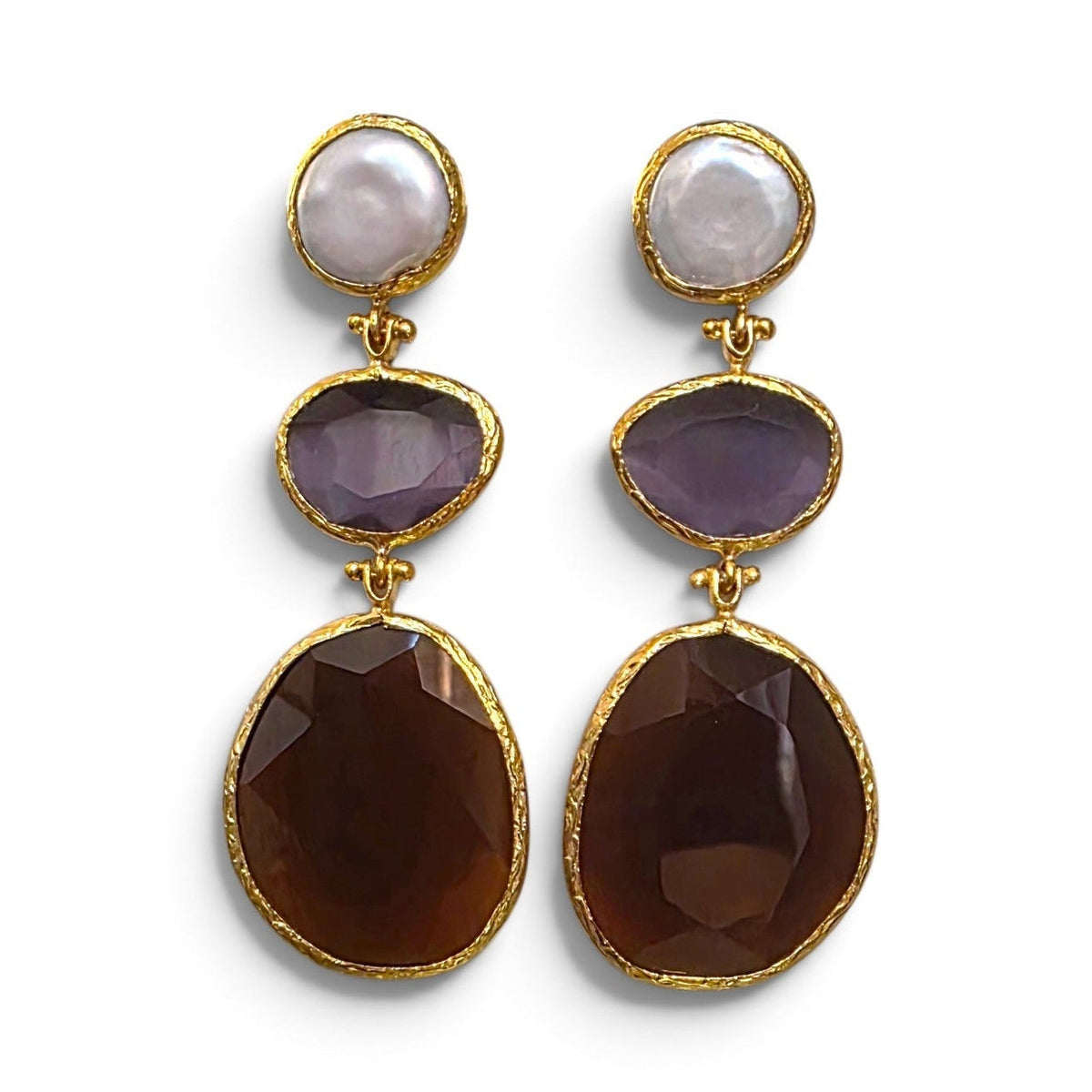 Boucle d'oreille : Glow Line - Perle violet-brun