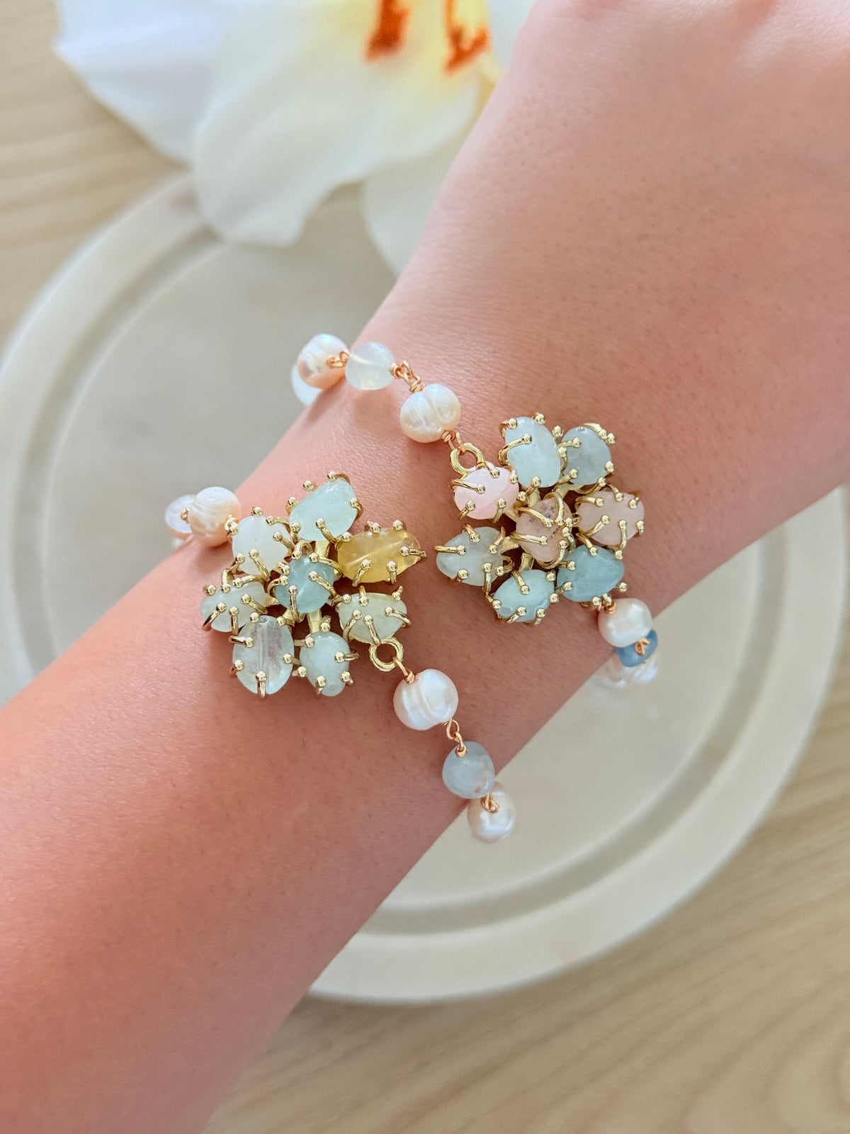 Bracelet Création Astrée - Perles d’eau douce et Agathe