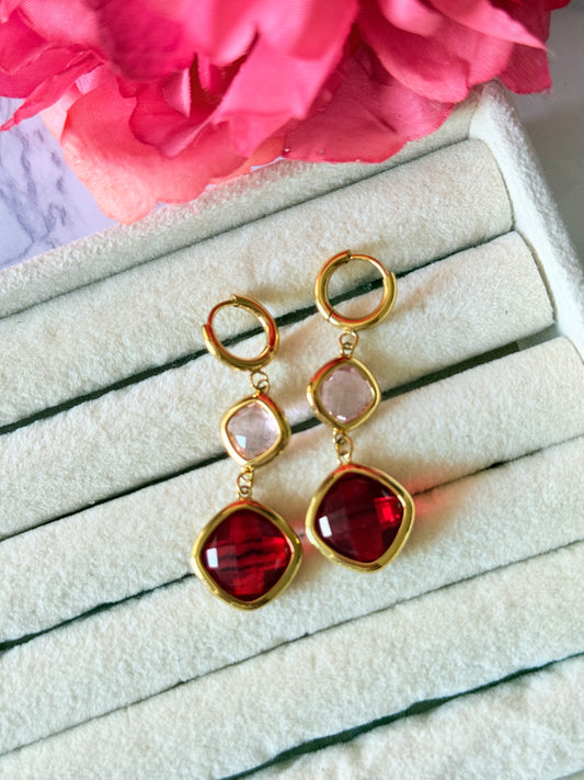 boucles d'oreilles Angelina rouge