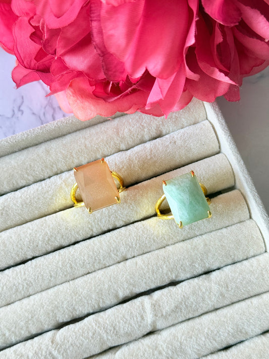 Bague Pria Amazonite & Pierre de Soleil
