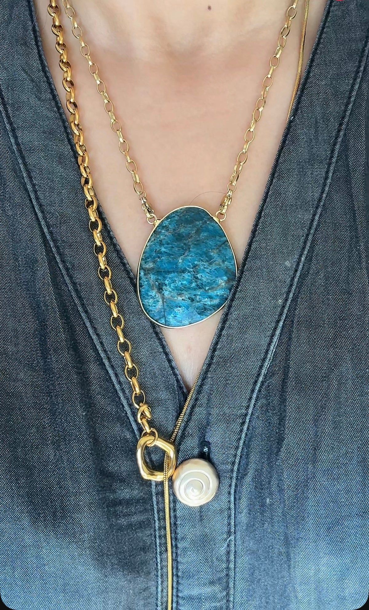 Collier Makadami - Apatite bleu