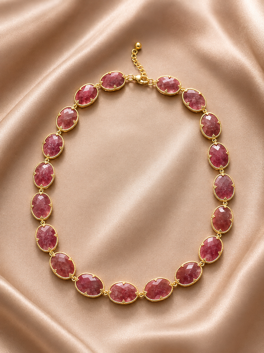 Collier Morgane - Quartz fraise rose