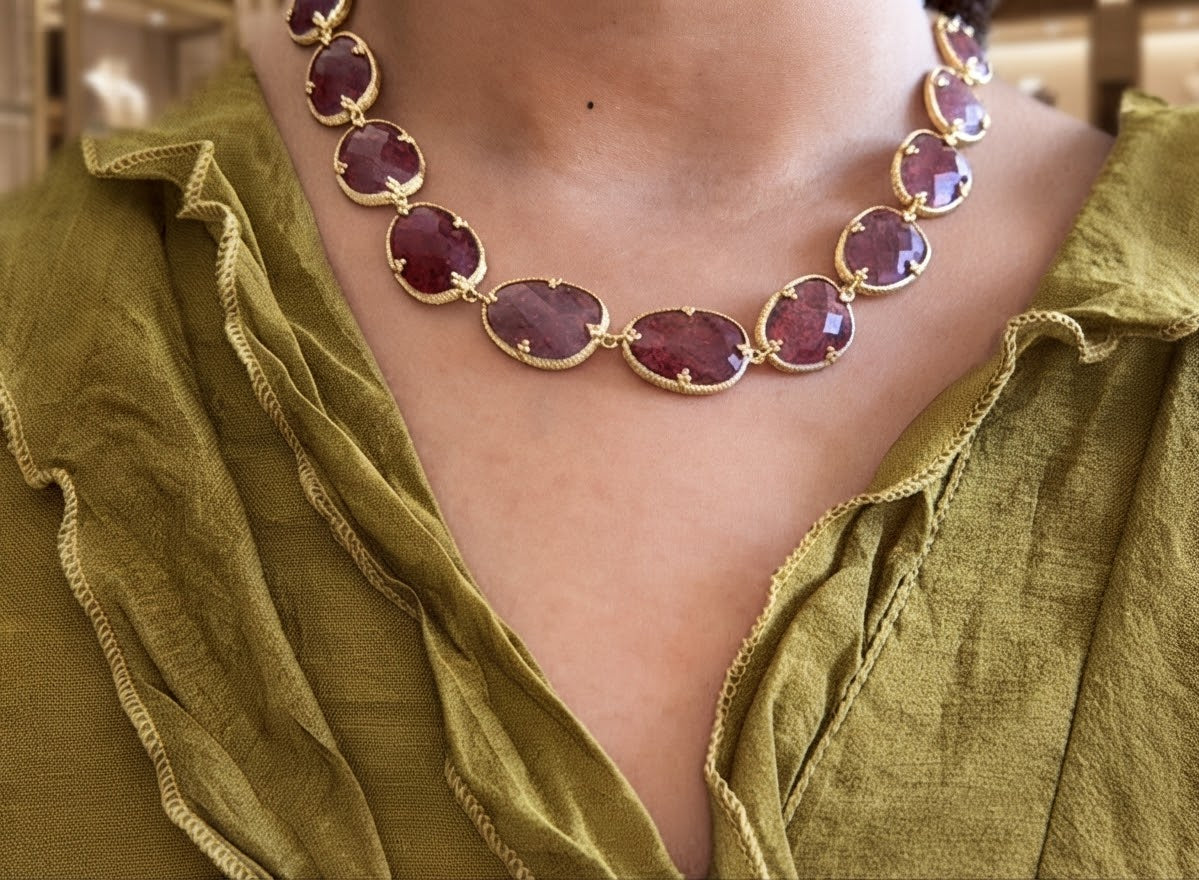 Collier Morgane - Quartz fraise rose