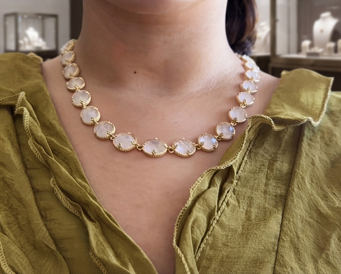 Collier Moon - Cristal de Roche Pierre de lune
