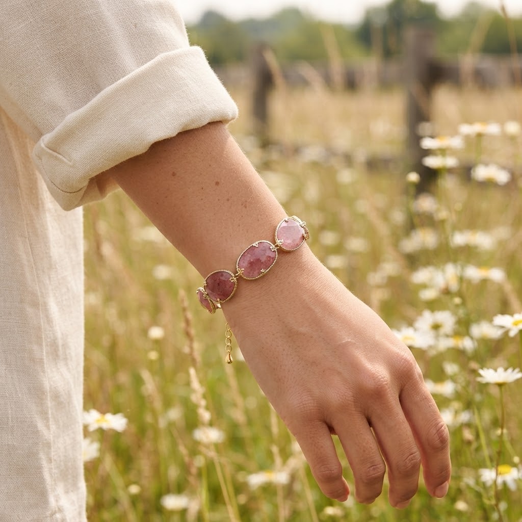 Bracelet Morgane - Quartz fraise Rose