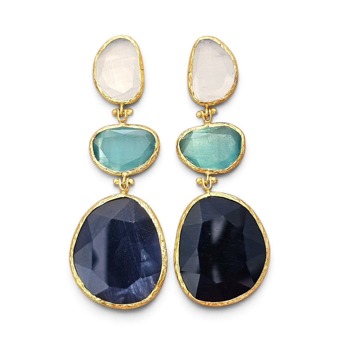 Boucle d'oreille Glow Line bleu foncé/turquoise/blanc