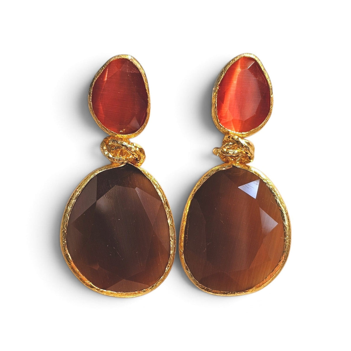 Boucles d’oreilles Twin Glow - brun-rouge