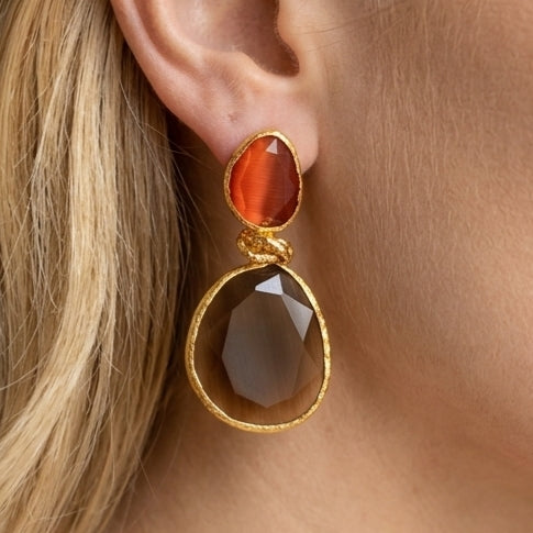 Boucles d’oreilles Twin Glow - brun-rouge